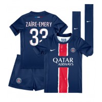 Camisa de Futebol Paris Saint-Germain Warren Zaire-Emery #33 Equipamento Principal Infantil 2024-25 Manga Curta (+ Calças curtas)